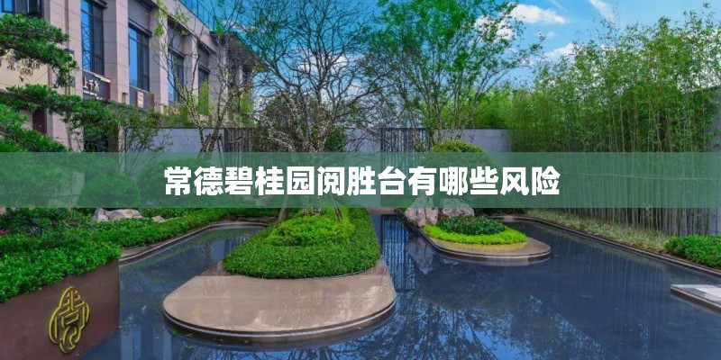 常德碧桂园阅胜台有哪些风险 常德碧桂园阅胜台有哪些风险
