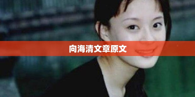 向海清文章原文 向海清文章原文