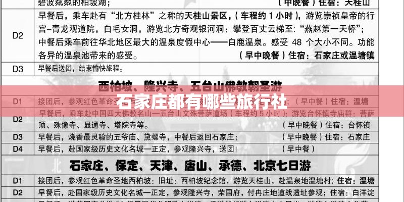 石家庄都有哪些旅行社 石家庄都有哪些旅行社